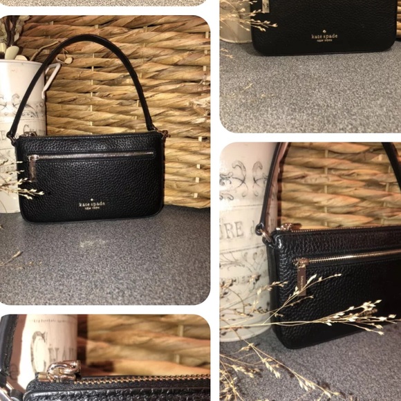 Kate Spade New York LEILA Convertible Wristlet Bag Black Pebbled Leather NWOT - Picture 3 of 6
